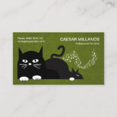 . . .かわいいとぼろ猫の緑の芝生ペットシッター 名刺 (正面)