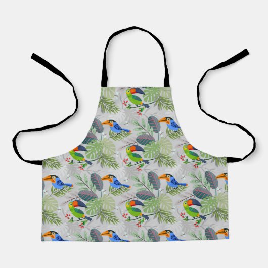 かわいいとり トゥカン鳥, Everybirdy パターン, 水彩画 エプロン (正面)