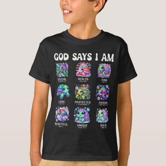 かわいいと言われるウミガメの聖書デザイン Tシャツ (正面)