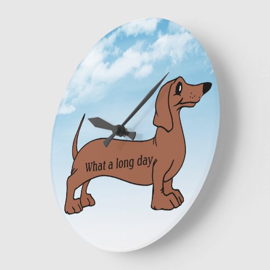 かわいいなんと長い日のダックスフント ラージ壁時計 (傾斜)