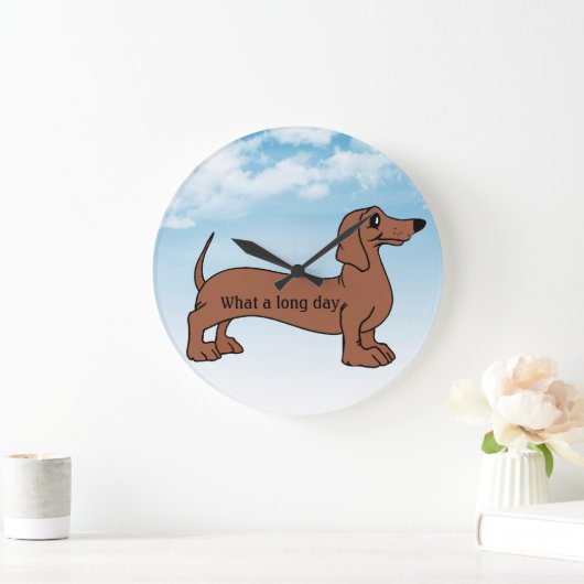 かわいいなんと長い日のダックスフント ラージ壁時計 (ホーム)