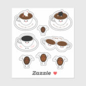 かわいいにゃんこコーヒービニールステッカー シール (シート)