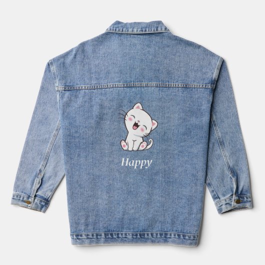 かわいいにゃんこ Editable テキスト デニムジャケット (裏面)