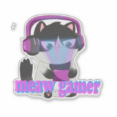 かわいいにゃんにゃんゲーマー猫 - かわいいゲーミング子猫 シール (正面)