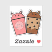 かわいいにゃん茶のビニールステッカー シール (シート)