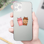 かわいいにゃん茶のビニールステッカー シール (スマートフォン)