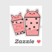 かわいいにゃん茶のビニールステッカー シール (シート)
