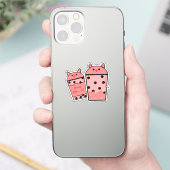 かわいいにゃん茶のビニールステッカー シール (スマートフォン)