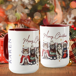 かわいいにゃーにゃークリスマス ネコの日 ペルソナライズド 猫 マグカップ
