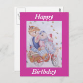 かわいいぬいぐるみのウサギのカップル ポストカード (正面/裏面)