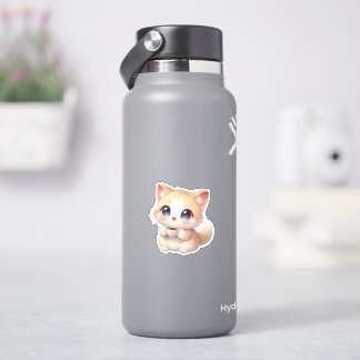 かわいいぬくもりのある子猫のコーヒーカップのビニールステッカー シール