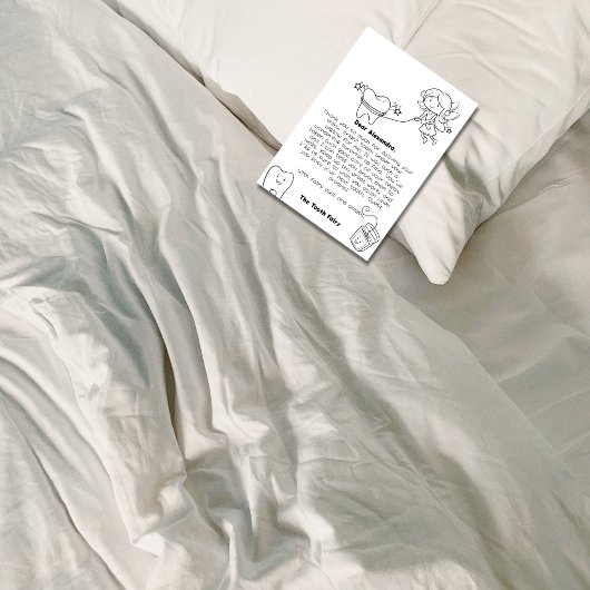 かわいいぬりえの歯の妖精　歯を集めて サンキューカード