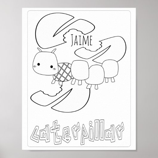かわいいぬりえの虫のキャタピラーの名前 ポスター (正面)