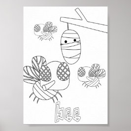 かわいいぬりえバシミツバチ ポスター