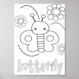 かわいいぬりえ 虫 蝶々 ポスター