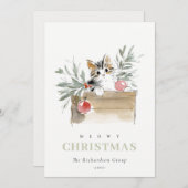 かわいいねこちゃんのクリスマスボックス - ネコ企業のロゴ シーズンカード (正面/裏面)