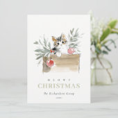 かわいいねこちゃんのクリスマスボックス - ネコ企業のロゴ シーズンカード (スタンド正面)