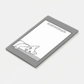 かわいいねこアート 個性的なねこメモ - Suzanne Heinによるオリジナルの線画 - 黒と灰 ポストイット (アングル)