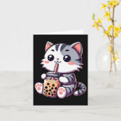 かわいいねこキッズ ボトルバブルミルクティー アニメ ネコ キ カード (黄色い花)