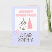 かわいいねこハット＆ツリーのハッピーなクリスマス パステルカラー カード (正面)