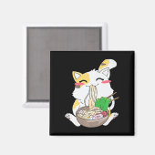 かわいいねこラーメン日本のANIME FOOD GIFT BOY GIRL マグネット (正面/裏面)