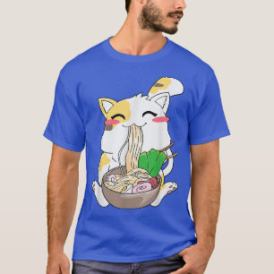 かわいいねこラーメン日本のANIME FOOD GIFT BOY GIRL Tシャツ