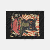 かわいいねこラーメン麺おもしろいア日本のニメマンガ フリースブランケット (正面(横))