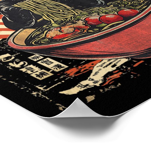 かわいいねこラーメン麺おもしろいア日本のニメマンガ ポスター (角)