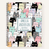 かわいいねこ柄パターン 名前を入れてオリジナル ノートブック (正面)