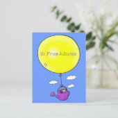 かわいいねずみがジョウロと風船の漫画 ポストカード (スタンド正面)