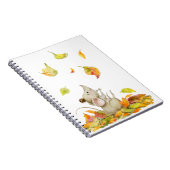 かわいいねずみと黄色オレンジ色の落ち葉 ノートブック (右側)