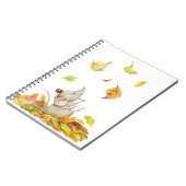 かわいいねずみと黄色オレンジ色の落ち葉 ノートブック (左側)