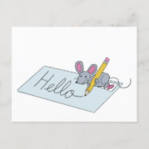 かわいいねずみのグリーティングポストカード