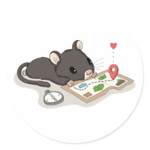 かわいいねずみの宝の地図読みアドベンチャーステッカー