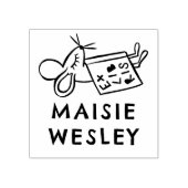 かわいいねずみの手描きエクスリブリス本のしおりブック ラバースタンプ (インプリント)