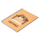 かわいいねむい勉強するナマケモノの名前付き ノートブック (左側)