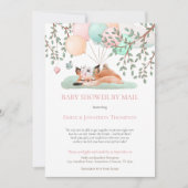 かわいいねむねむキツネ風船 ベビーシャワー 郵送で 招待状 (正面)