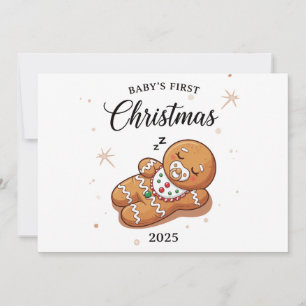 かわいいねむねむジンジャーベイビーのファーストクリスマス シーズンカード