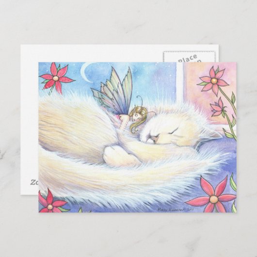 かわいいねる猫と妖精のポストカード ポストカード (正面/裏面)