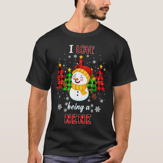 かわいいね 私はネネの雪だるまクリスマスバレンタインが好き Tシャツ (正面)