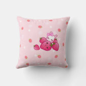 かわいいのいちごが付いているかわいいピンクのバニー クッション (裏面)