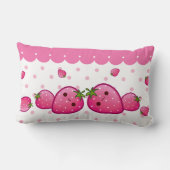 かわいいのいちごが付いているかわいいピンクのバニー ランバークッション (裏面)