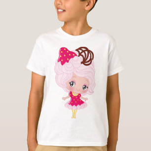 かわいいのいちごの歓喜の女の子 Tシャツ