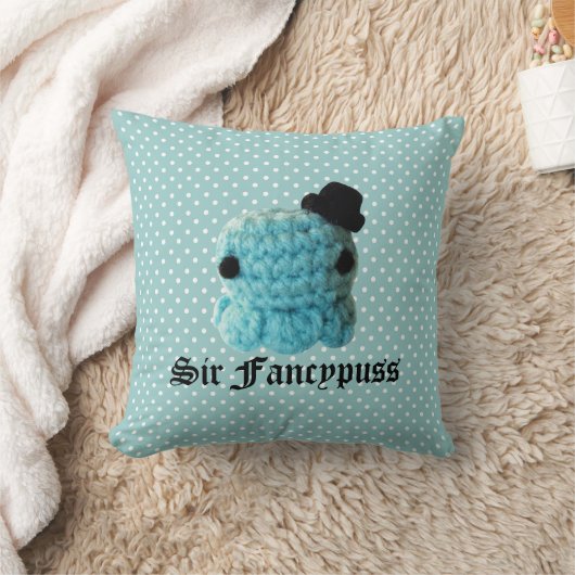 かわいいのかわいいかぎ針編みのAmigurumiのタコのシルクハットの青 クッション (ブランケット)