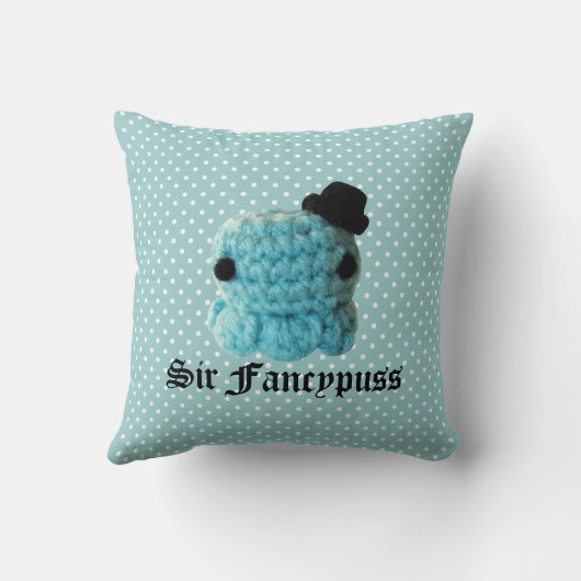 かわいいのかわいいかぎ針編みのAmigurumiのタコのシルクハットの青 クッション (裏面)