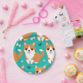 かわいいのかわいいコーギー犬のシンプルなイラストレーションパターン ペーパープレート (パーティー)
