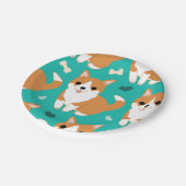 かわいいのかわいいコーギー犬のシンプルなイラストレーションパターン ペーパープレート (アングル)