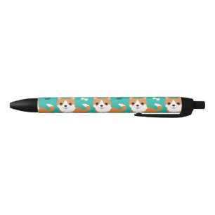 かわいいのかわいいコーギー犬のシンプルなイラストレーションパターン 黒ボールペン