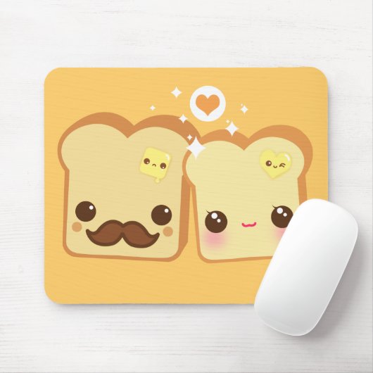 かわいいのかわいいトーストのカップル マウスパッド (マウス)