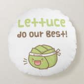 かわいいのかわいいレタスは私達の最も最高のな食糧しゃれのユーモアをします ラウンドクッション (正面)